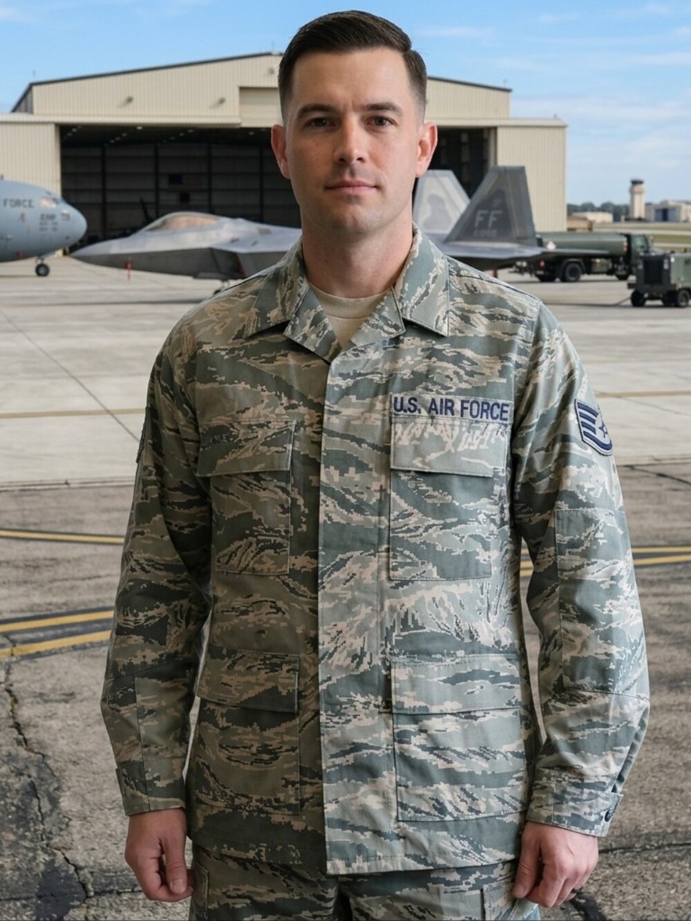 USAF ABU Camouflage Utility Uniform Coat Jacket 36R Air Force Staff Sergeant...